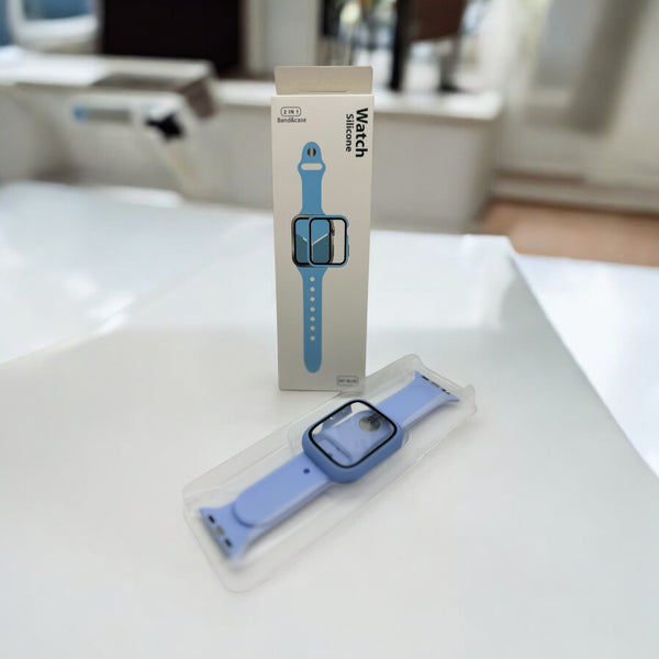 Watch Silicone 2 IN 1 Band&Case For Apple Watch(45m/light blue)