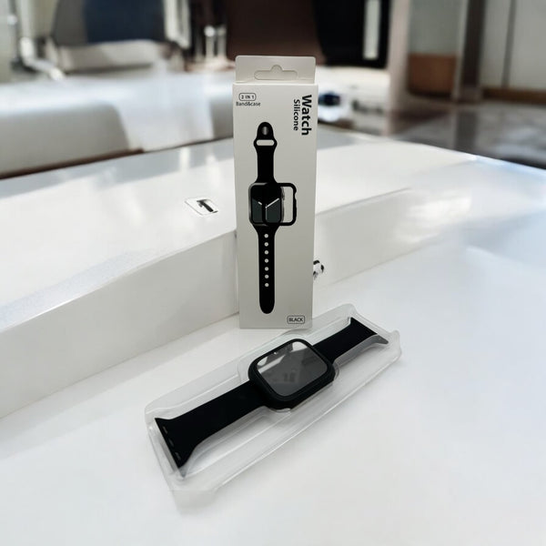 Watch Silicone 2 IN 1 Band&Case For Apple Watch（49m/Balck)