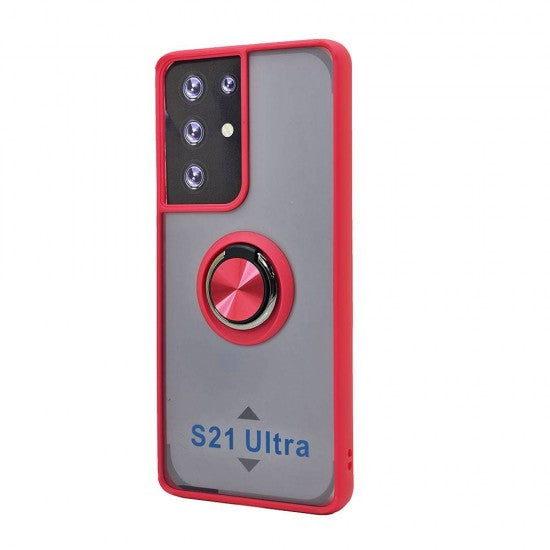 TPU Case w/ Magnetic Ring for Samsung S21 Ultra (red)
