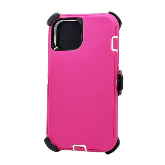 Defender Case w/ Clip For iPhone 15 Pro (pink)